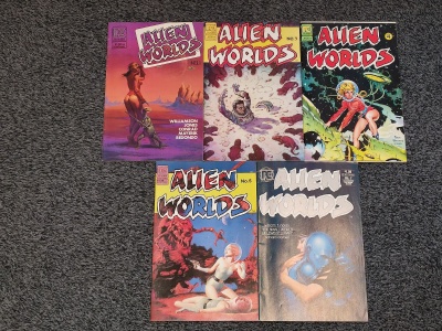 Alien Worlds #1 #3 #4 #5 #7 - Pacific 1982 - 5 Comics